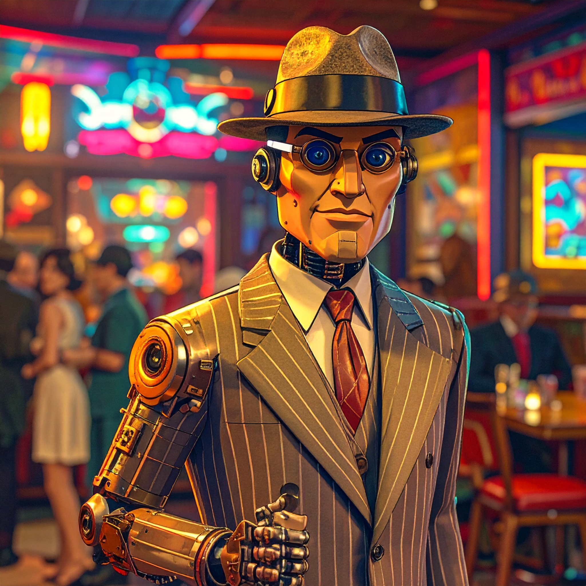 A sharply dressed robot strategist